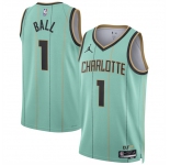 Men's Charlotte Hornets #1 LaMelo Ball Mint 2024-25 City Edition Stitched Basketball Jersey