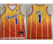 Men's Charlotte Hornets #1 LaMelo Ball Orange 2025-26 City Edition Stitched Basketball Jersey