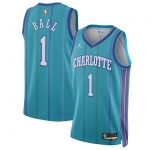 Men's Charlotte Hornets #1 LaMelo Ball Teal 2023-24 Classic Edition Stitched Basketball Jersey