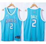 Men's Charlotte Hornets #2 LaMelo Ball Blue 75th Anniversary Stitched Jersey