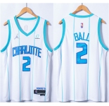 Men's Charlotte Hornets #2 LaMelo Ball White 75th Anniversary Stitched NBA Jersey