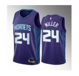 Men's Charlotte Hornets #24 Brandon Miller Purple 2023 Draft Statement Edition Stitched Basketball Jersey