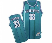 Men's Charlotte Hornets #33 Alonzo Mourning Authentic Light Blue Throwback Basketball Jersey