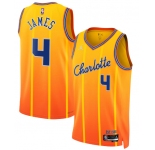 Men's Charlotte Hornets #4 Sion James Gold 2025-26 City Edition Swingman Stitched Jersey