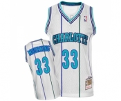 Men's Mitchell and Ness Charlotte Hornets #33 Alonzo Mourning Swingman White Throwback Basketball Jersey