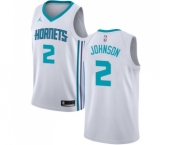Men's Nike Jordan Charlotte Hornets #2 Larry Johnson Swingman White NBA Jersey - Association Edition