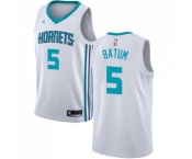 Men's Nike Jordan Charlotte Hornets #5 Nicolas Batum Authentic White NBA Jersey - Association Edition