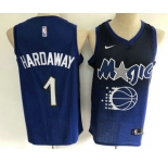 Men's Orlando Magic #1 Penny Hardaway Blue with Black Salute Nike Swingman Stitched NBA Jersey