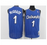 Men's Orlando Magic #1 Tracy Mcgrady Blue Mitchell & Ness Black Retired Player Jersey
