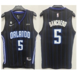 Men's Orlando Magic #5 Paolo Banchero Black With No.6 Patch Icon Edition Stitched Swingman Jersey