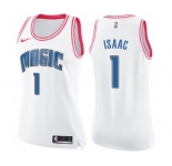 Women's Nike Orlando Magic #1 Jonathan Isaac Swingman White Pink Fashion NBA Jersey