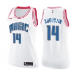 Women's Nike Orlando Magic #14 D.J. Augustin Swingman White Pink Fashion NBA Jersey