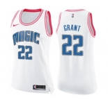 Women's Nike Orlando Magic #22 Jerian Grant Swingman White Pink Fashion NBA Jersey