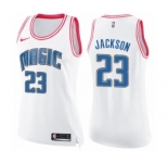 Women's Nike Orlando Magic #23 Justin Jackson Swingman White Pink Fashion NBA Jersey