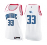 Women's Nike Orlando Magic #33 Grant Hill Swingman White Pink Fashion NBA Jersey