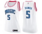 Women's Nike Orlando Magic #5 Mohamed Bamba Swingman White Pink Fashion NBA Jersey