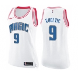 Women's Nike Orlando Magic #9 Nikola Vucevic Swingman White Pink Fashion NBA Jersey