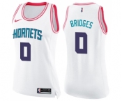 Women's Nike Charlotte Hornets #0 Miles Bridges Swingman White Pink Fashion NBA Jersey