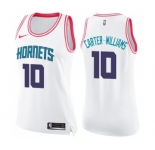 Women's Nike Charlotte Hornets #10 Michael Carter-Williams Swingman White Pink Fashion NBA Jersey