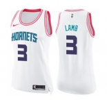 Women's Nike Charlotte Hornets #3 Jeremy Lamb Swingman White Pink Fashion NBA Jersey