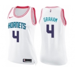 Women's Nike Charlotte Hornets #4 Devonte Graham Swingman White Pink Fashion NBA Jersey