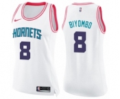 Women's Nike Charlotte Hornets #8 Bismack Biyombo Swingman White Pink Fashion NBA Jersey