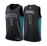 Women's Nike Jordan Charlotte Hornets #1 Muggsy Bogues Swingman Black NBA Jersey - City Edition