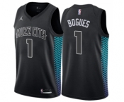 Women's Nike Jordan Charlotte Hornets #1 Muggsy Bogues Swingman Black NBA Jersey - City Edition