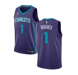 Women's Nike Jordan Charlotte Hornets #1 Muggsy Bogues Swingman Purple NBA Jersey Statement Edition