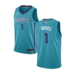 Women's Nike Jordan Charlotte Hornets #1 Muggsy Bogues Swingman Teal NBA Jersey - Icon Edition
