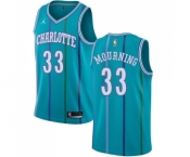 Women's Nike Jordan Charlotte Hornets #33 Alonzo Mourning Authentic Aqua Hardwood Classics NBA Jersey
