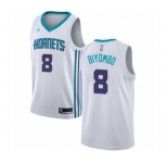 Women's Nike Jordan Charlotte Hornets #8 Bismack Biyombo Authentic White NBA Jersey - Association Edition