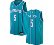 Youth Nike Jordan Charlotte Hornets #5 Nicolas Batum Swingman Aqua Hardwood Classics NBA Jersey