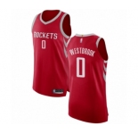 Men's Houston Rockets #0 Russell Westbrook Authentic Red Basketball Jersey - Icon Edition