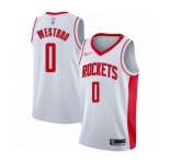 Men's Houston Rockets #0 Russell Westbrook Authentic White Finished Basketball Jersey - Association Edition
