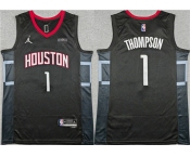 Men's Houston Rockets #1 Amen Thompson Black Statement Edition Stitched Jersey