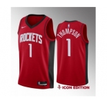 Men's Houston Rockets #1 Amen Thompson Red 2023 Draft Swingman Icon Edition Stitched Basketball Jersey