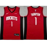 Men's Houston Rockets #1 Amen Thompson Red Icon Edition Stitched Jersey