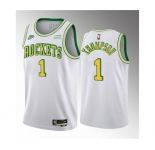 Men's Houston Rockets #1 Amen Thompson White 2023 Draft Classic Edition Stitched Basketball Jersey