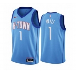 Men's Houston Rockets #1 Wall Authentic Blue Basketball Jersey 2020-2021 City Edition