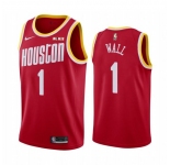 Men's Houston Rockets #1 Wall Swingman Red Hardwood Classics Finished Basketball Jersey