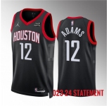 Men's Houston Rockets #12 Steven Adams Black Statement Edition Stitched Jersey