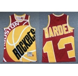 Men's Houston Rockets #13 James Harden Red Big Face Mitchell Ness Hardwood Classics Soul Swingman Throwback Jersey
