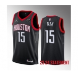 Men's Houston Rockets #15 Daishen Nix Black 2023 Statement Edition Stitched Basketball Jersey