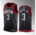Men's Houston Rockets #3 Kevin Porter Jr. Black 2023 Statement Edition Stitched Basketball Jersey
