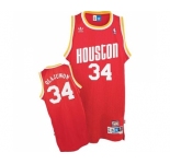 Men's Mitchell and Ness Houston Rockets #34 Hakeem Olajuwon Swingman Red Throwback NBA Jersey