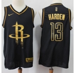 Nike Rockets #13 James Harden Black Gold Basketball Swingman Limited Edition Jersey