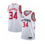 Women's Houston Rockets #34 Hakeem Olajuwon Swingman White Basketball Jersey - 2019-20 City Edition