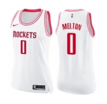 Women's Nike Houston Rockets #0 De'Anthony Melton Swingman White Pink Fashion NBA Jersey