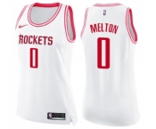 Women's Nike Houston Rockets #0 De'Anthony Melton Swingman White Pink Fashion NBA Jersey